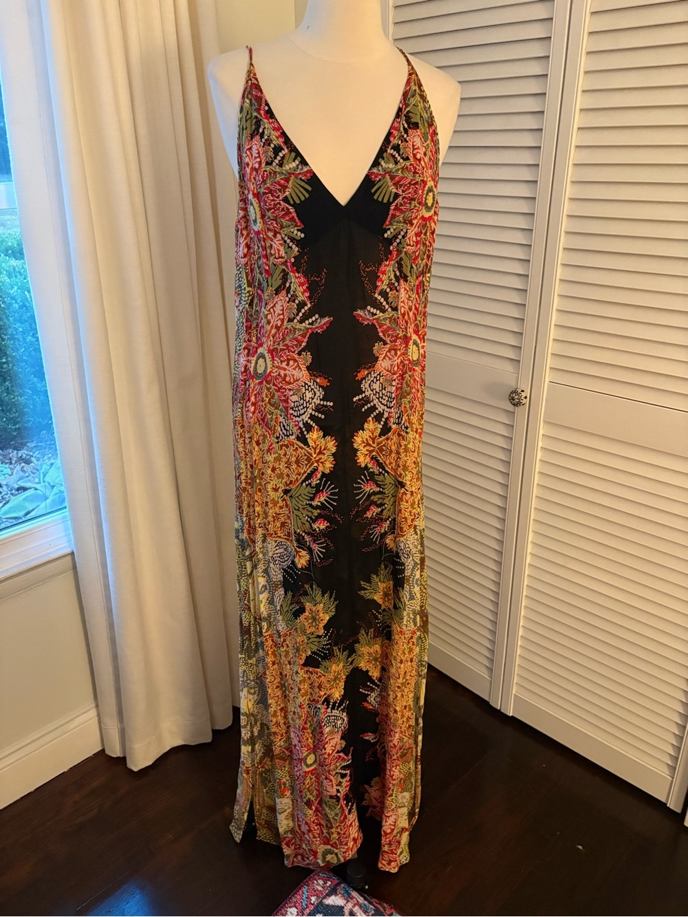 Free People Black Maxi Dress with Multicolor Floral Print